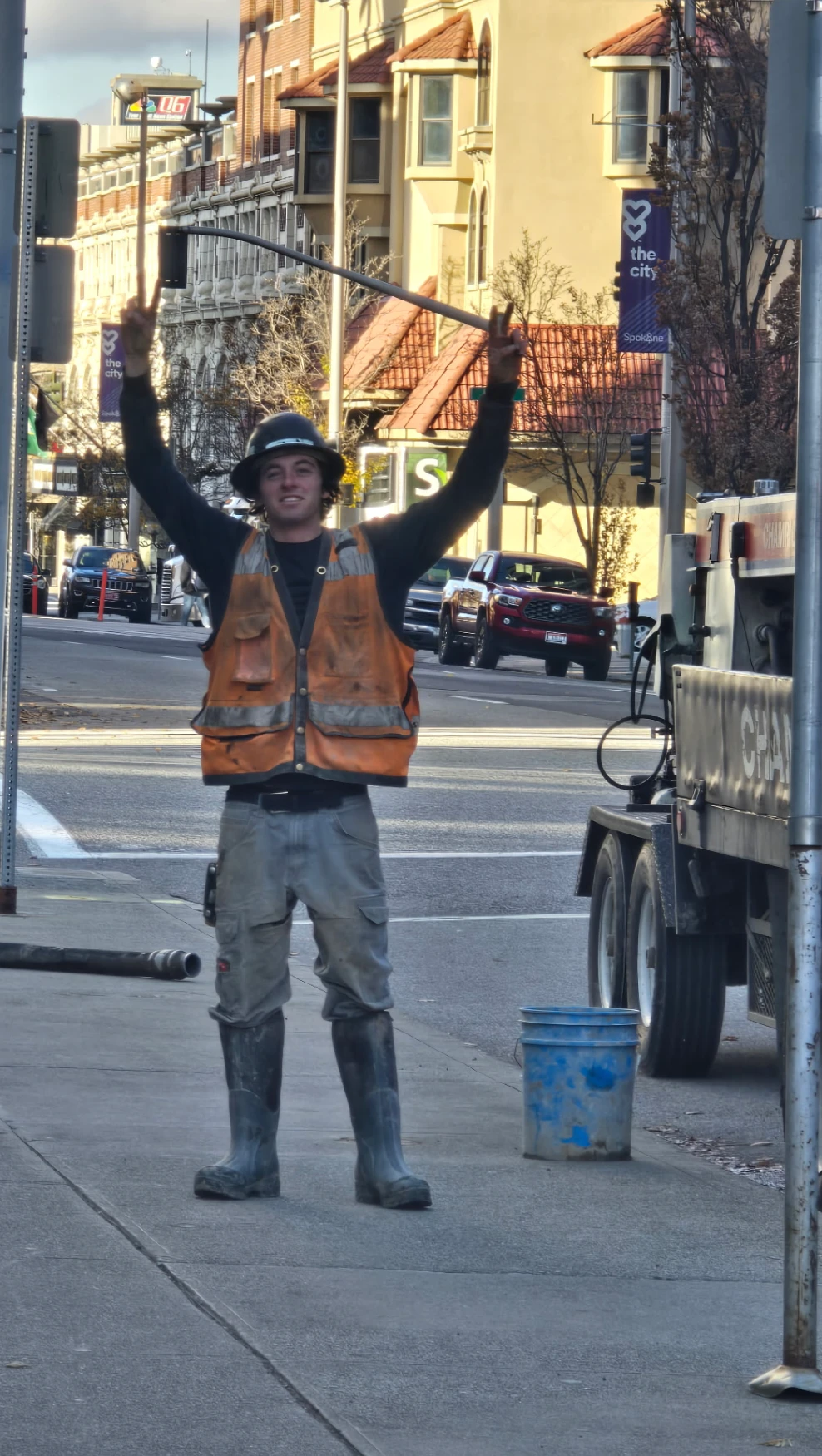 employee on street side